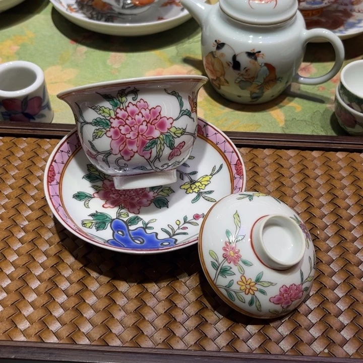 纯手精品盖碗茶杯