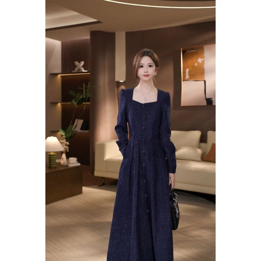 晓西-【反转巴黎】优雅气质法式高级轻奢感显瘦香风长袖裙-59183K