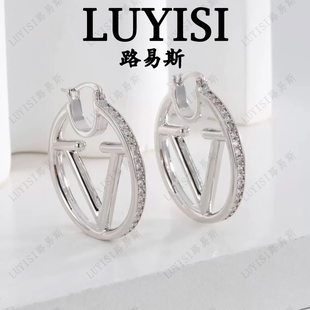 铜合金合成锆石耳饰  LUYISI路易斯轻奢气质时尚V耳饰#203耳饰