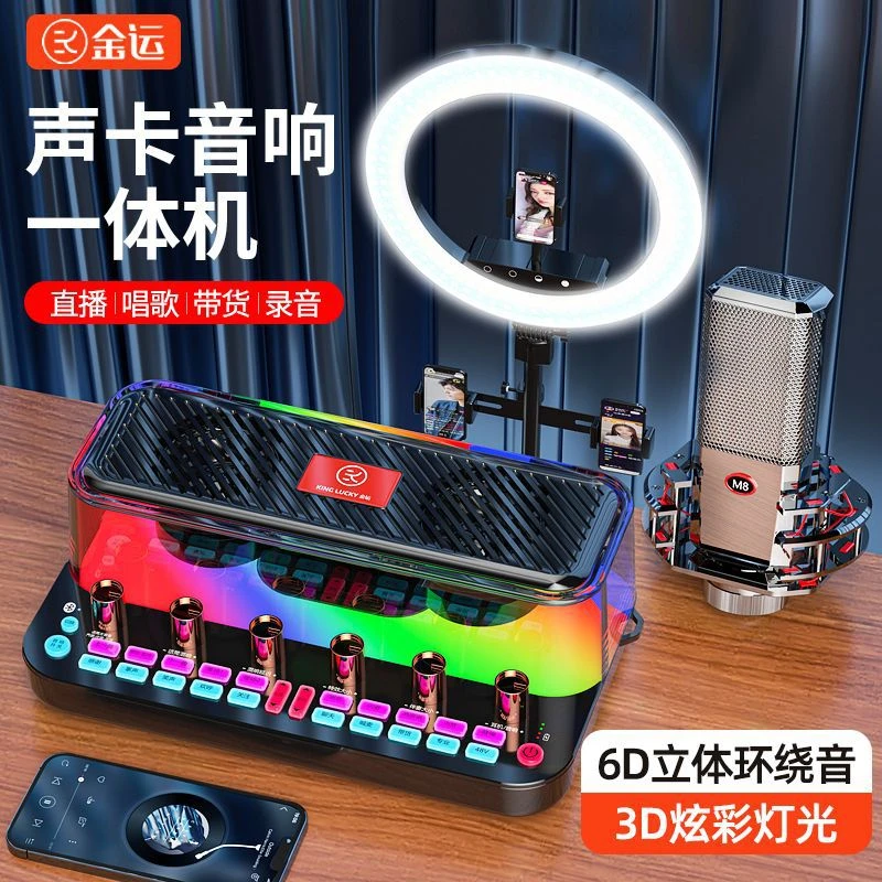 金运声卡音响一体式手机电脑户外蓝牙录音k歌吃播直播设备全套