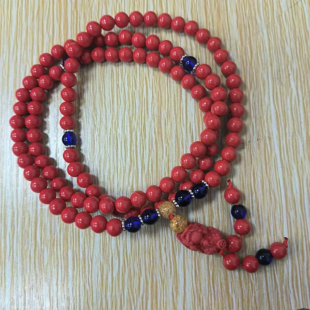 天然辰砂YW068 朱砂精品108手串（无礼盒）
