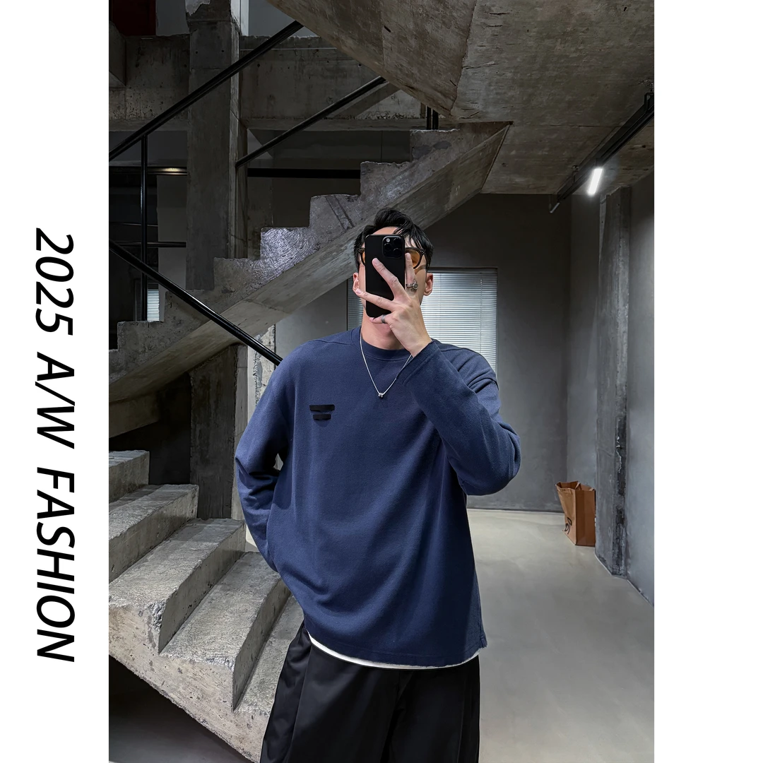 【叶继枫】25 A/W“海岛落日”复古立裁廓形慵懒感肌理极简长袖T恤卫T