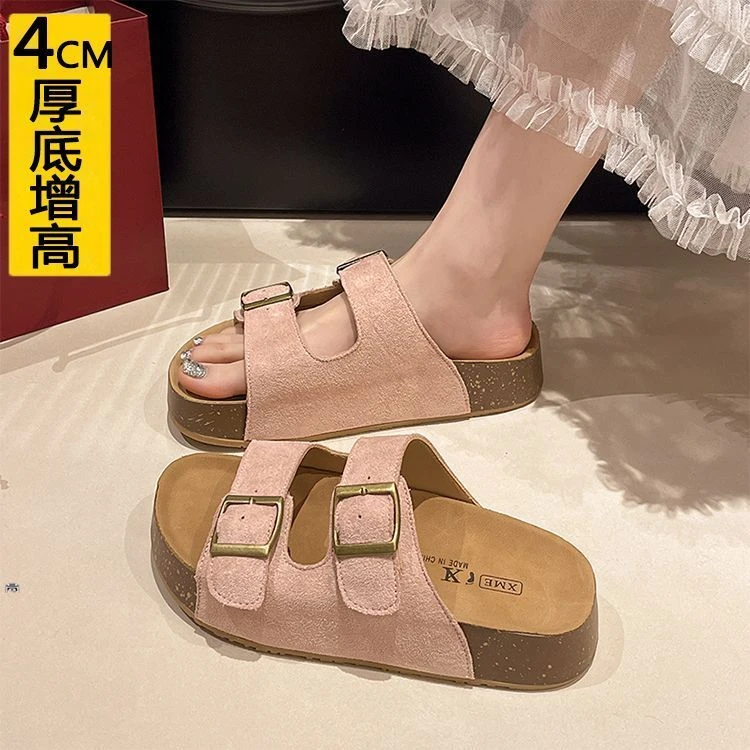 厚底增高勃肯凉外穿拖鞋女2025夏季新款配裙子沙滩孕妇一字拖凉鞋