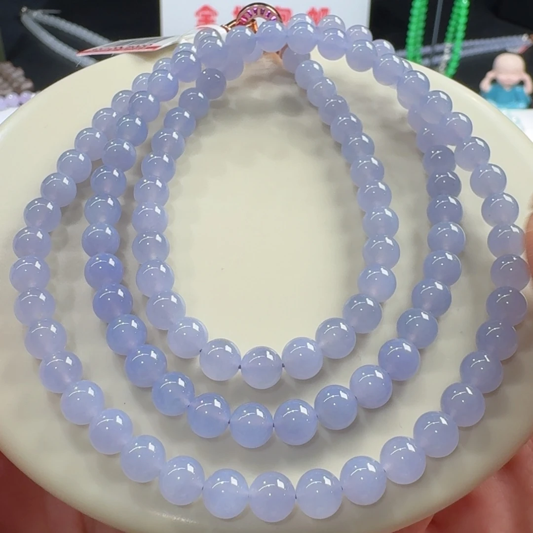 未镶嵌手串翡翠精品！冰胶浓紫项链卡6