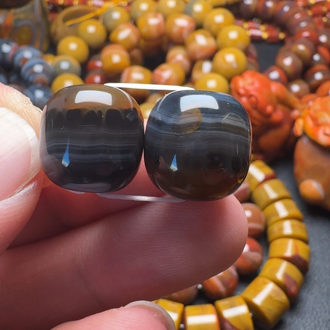 玛瑙/玉髓合金珠宝奇石卡14老型珠配珠一对