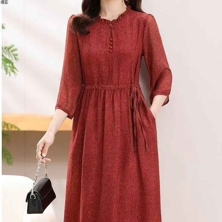 10511-中老年新款夏季连衣裙时尚气质妈妈中长款裙子【G10-5-3】