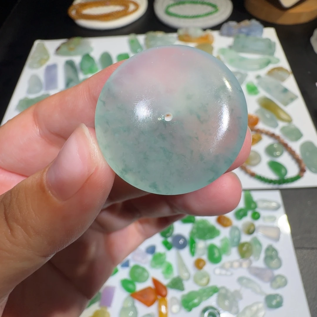 定制翡翠未镶嵌冰种飘花平安扣