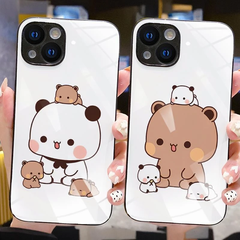 新款玻璃一二布布情侣手机壳定制任意机型适用华为荣耀小米/14/16