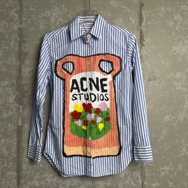 未使用 WE11 DONE 32*1/Acne Studio奶瓶条纹衬衫/16286/JP