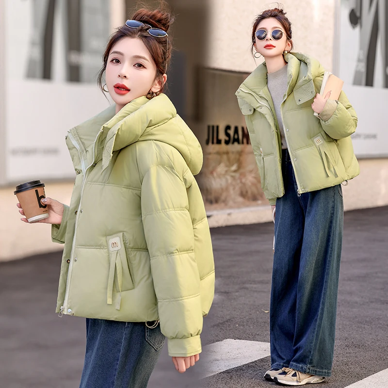 连帽棉服女新款2025冬季韩版显瘦宽松棉衣加厚时尚洋气棉袄外套潮