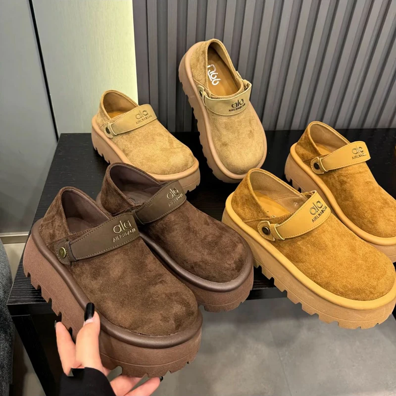 厚底松糕增高勃肯鞋女2025新款秋季百搭一脚蹬乐福博肯豆豆鞋单鞋