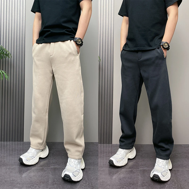 DOEA秋冬季潮流韩版痞帅宽松哈伦加绒加厚青年男士休闲运动卫裤子