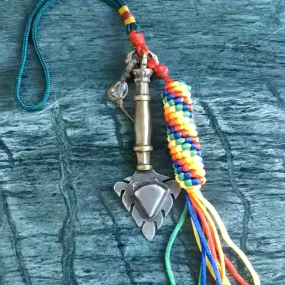 10145  藏传老利马铜错老天铁点咒文殊菩萨火焰剑挂件