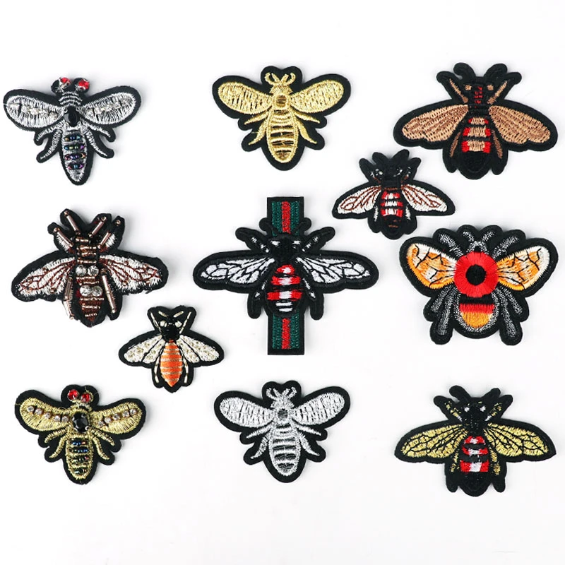 水钻蜜蜂刺绣布贴昆虫衣服裤子补丁贴羽绒服破洞修补DIY装饰贴布