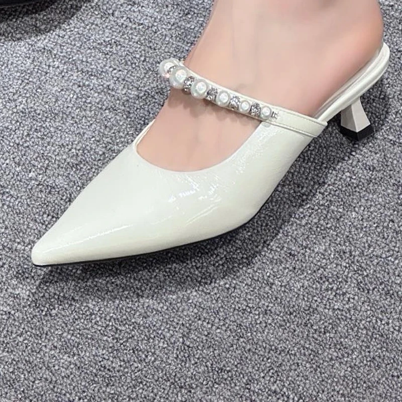 细跟牛皮包头凉拖2190107
