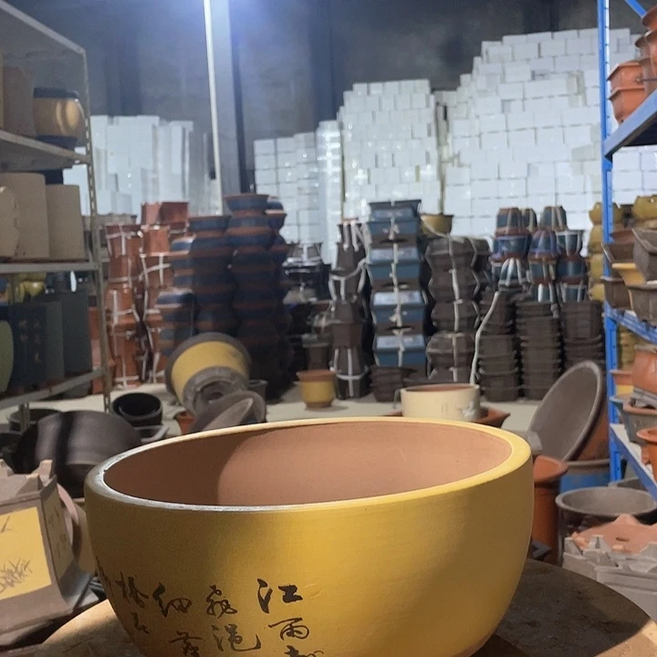 黄色江山如画大号花盆