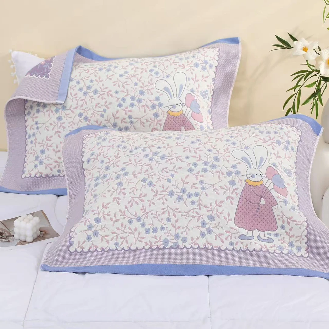 简约风卡通四季透气全棉提花纯棉纱布枕巾单人柔软成人家用盖巾