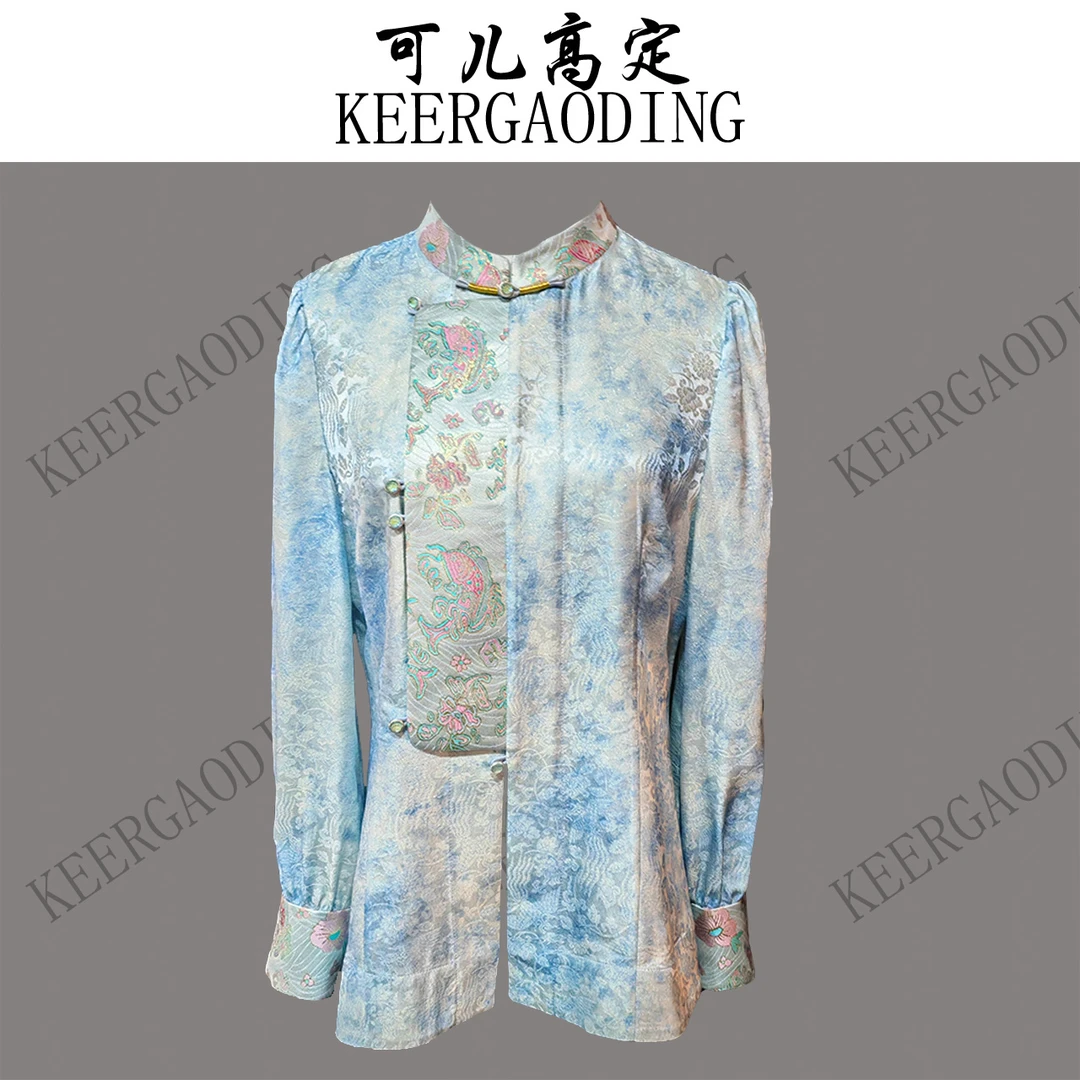 【已售罄勿上架】高端新中式国风设计师织金桑蚕丝衬衫上衣3-J5376
