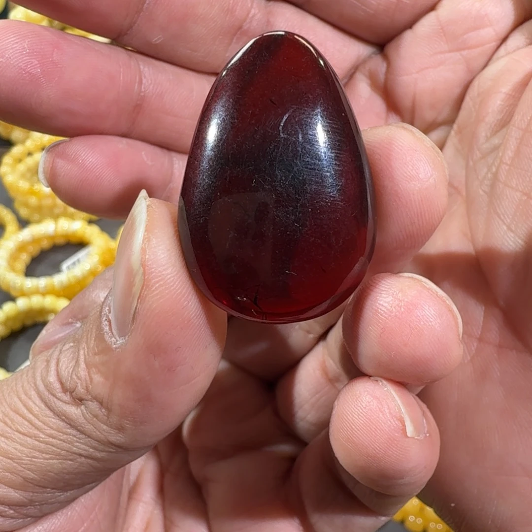 琥珀裸石未镶嵌墨西哥红蓝珀吊坠4.7