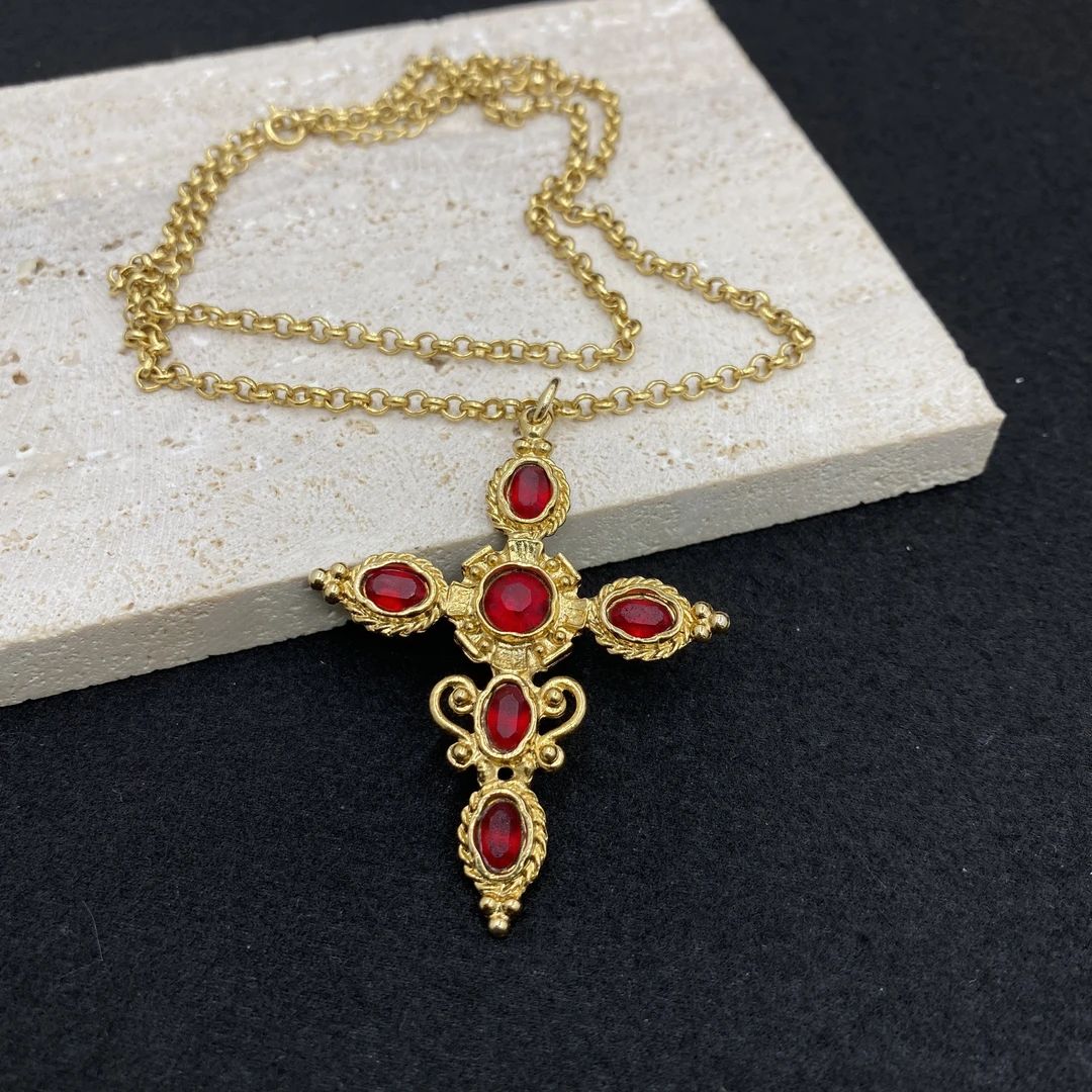 合金仿水晶吊坠 【Liz璇子中古】十字吊坠项链H43596无鉴赏期