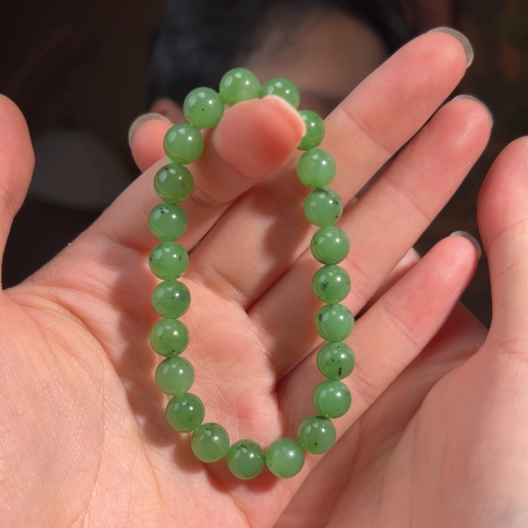 手串未镶嵌和田玉乌兰海苹果绿多矿8mm介意别拍160