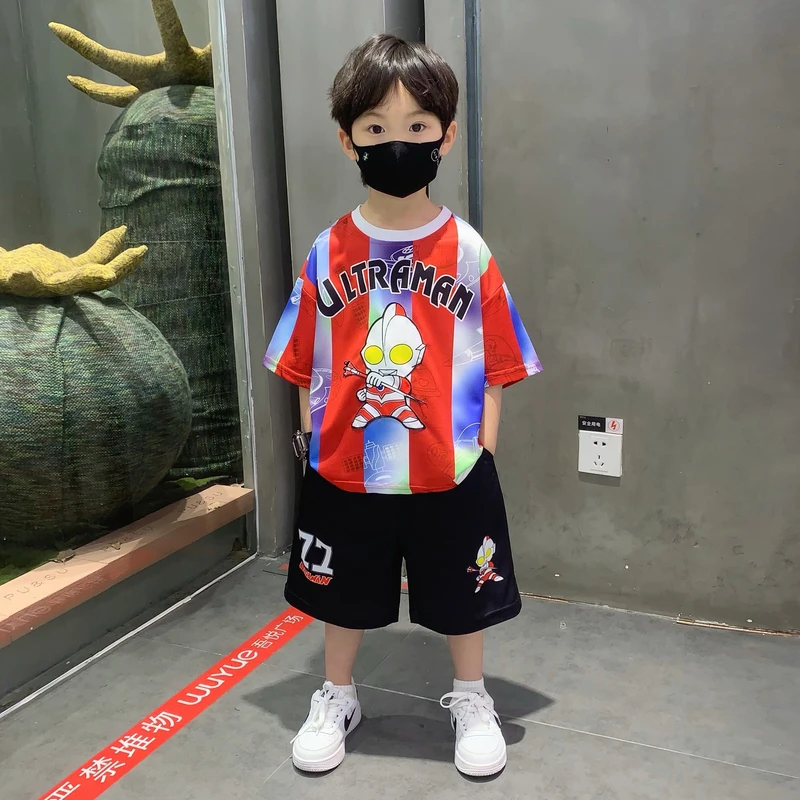 奥特曼衣服2025新款男童夏装套装潮酷男孩速干球服宝宝短袖儿童装