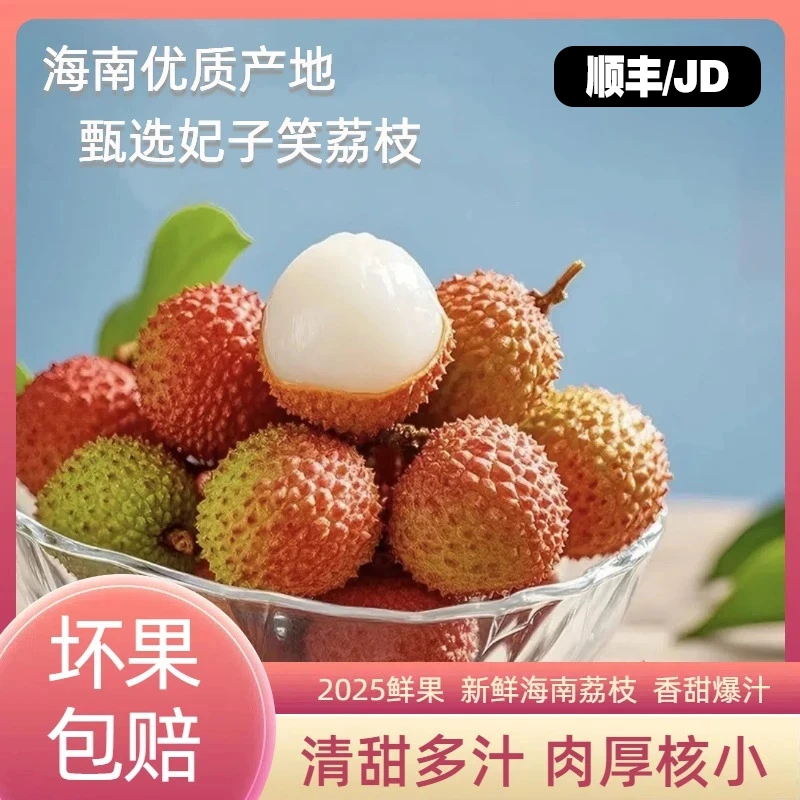 S1【顺丰京东】正宗海南妃子笑荔枝新鲜采摘当季新鲜水果1/3/5斤装