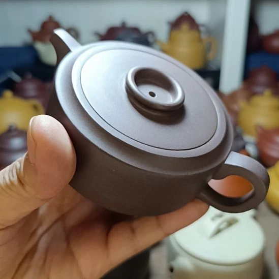 紫砂茶盘原矿天青周盘200cc内推半手工
