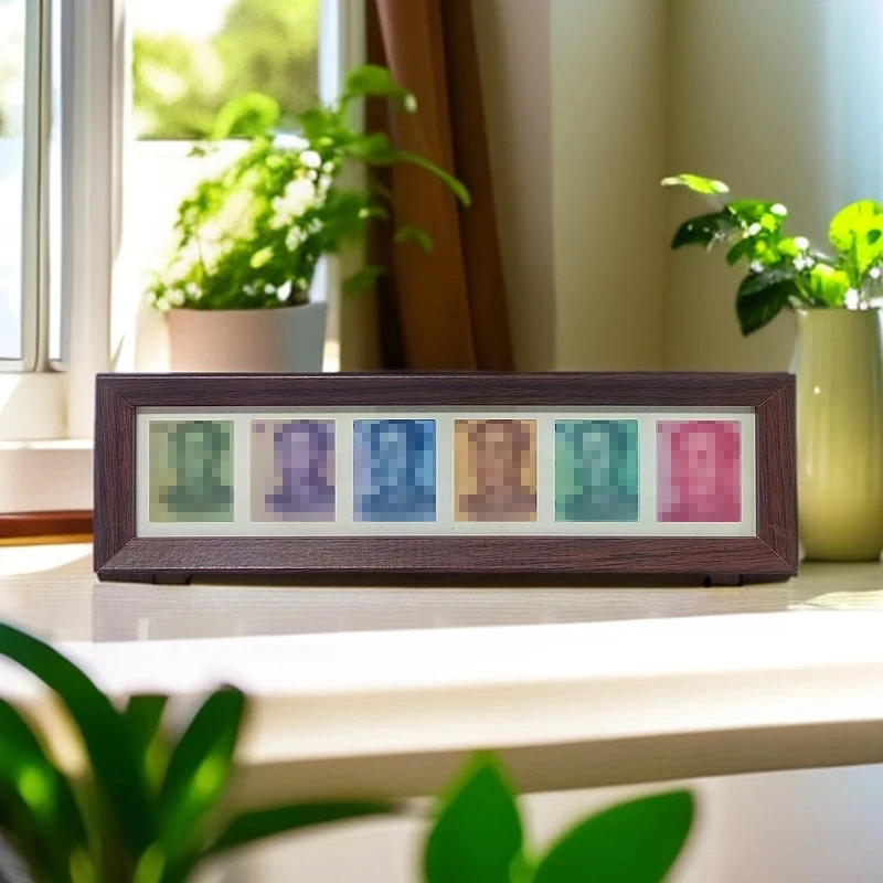 胡桃色六行人民币相框DIY纪念币展示送朋友摆件制作增运多金相框