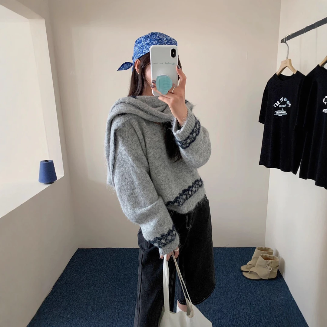 宽松型2025秋季两件套氛围感穿搭！韩版慵懒宽松套头毛衣+百搭保