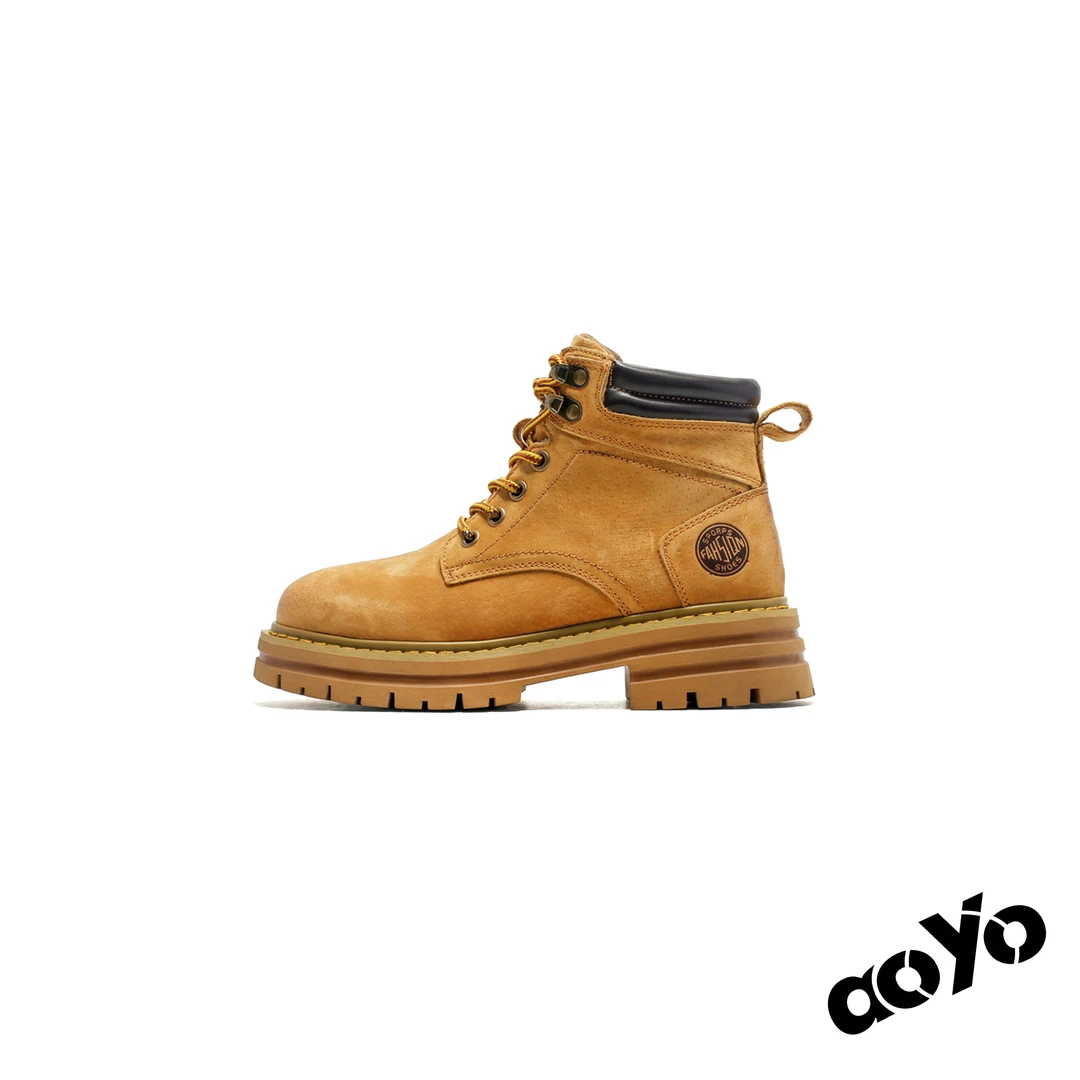 aoyo“经典系列” 圆头马丁靴 Cleanfit情侣厚底皮革 踢不烂大黄靴