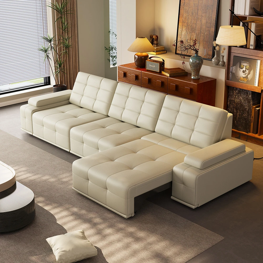 迪兰图S07简约电动沙发多功能真皮沙发组合客厅零靠背直排客伸缩