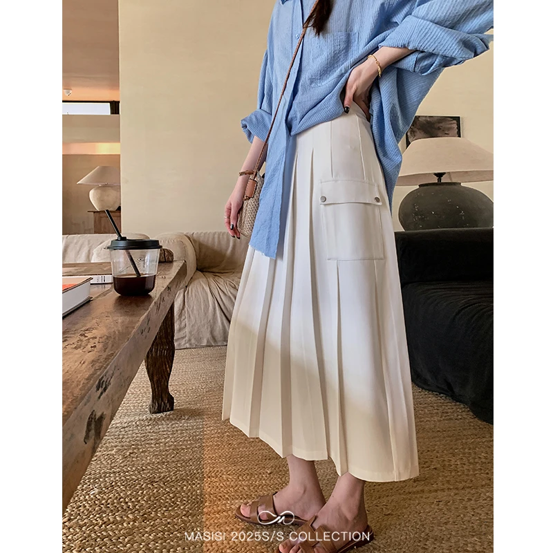 【宠粉回馈】马西西大码女装百褶半身裙春季胖mm宽松显瘦中长款裙子