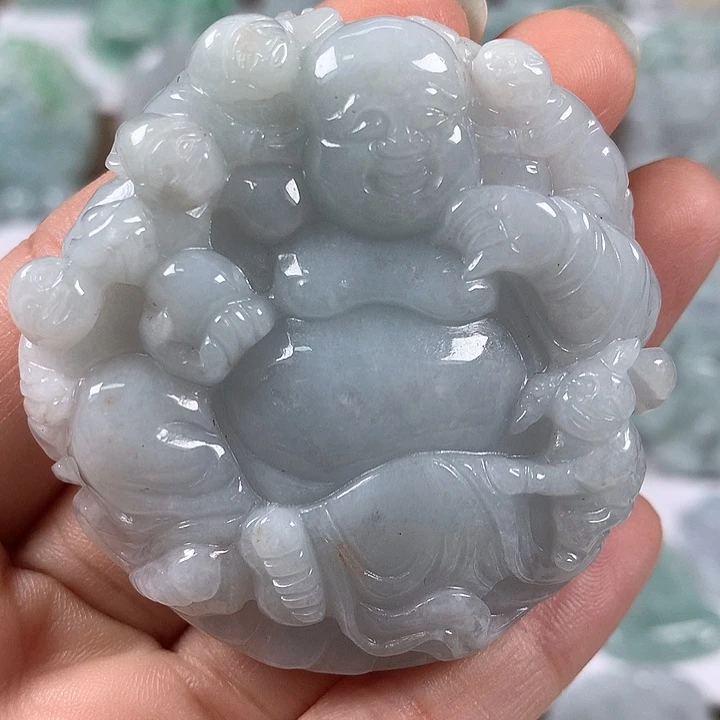 翡翠未镶嵌颈饰逍遥佛福利洒黄翡福利卡厚12