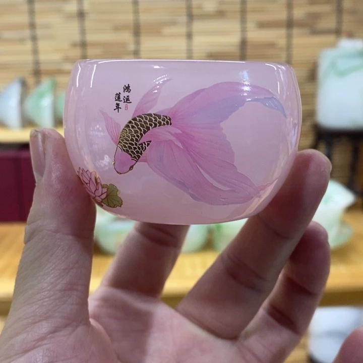 手工艺品琉璃樱花粉小杯