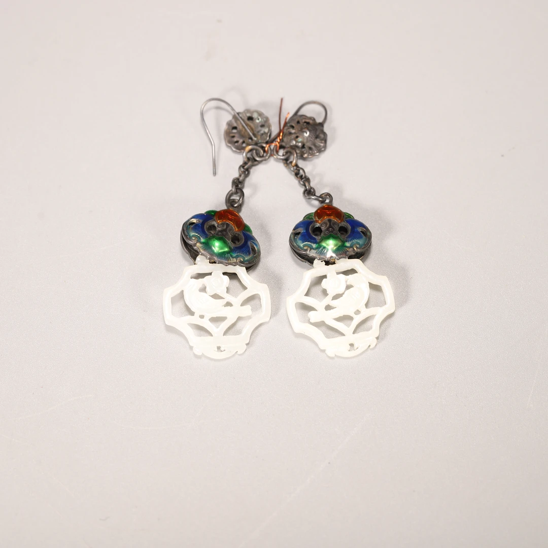 HY05 清代 和田玉耳环