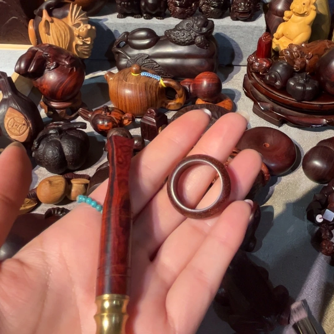 香***柴檀香紫檀（小叶紫檀）微凹烟嘴➕戒指小叶紫檀