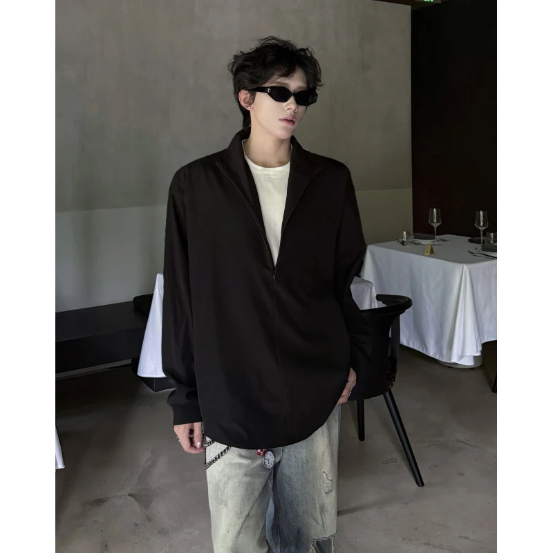 老钱风假两件长袖衬衫男春秋轻薄国风潮牌高级感宽松衬衣休闲外套