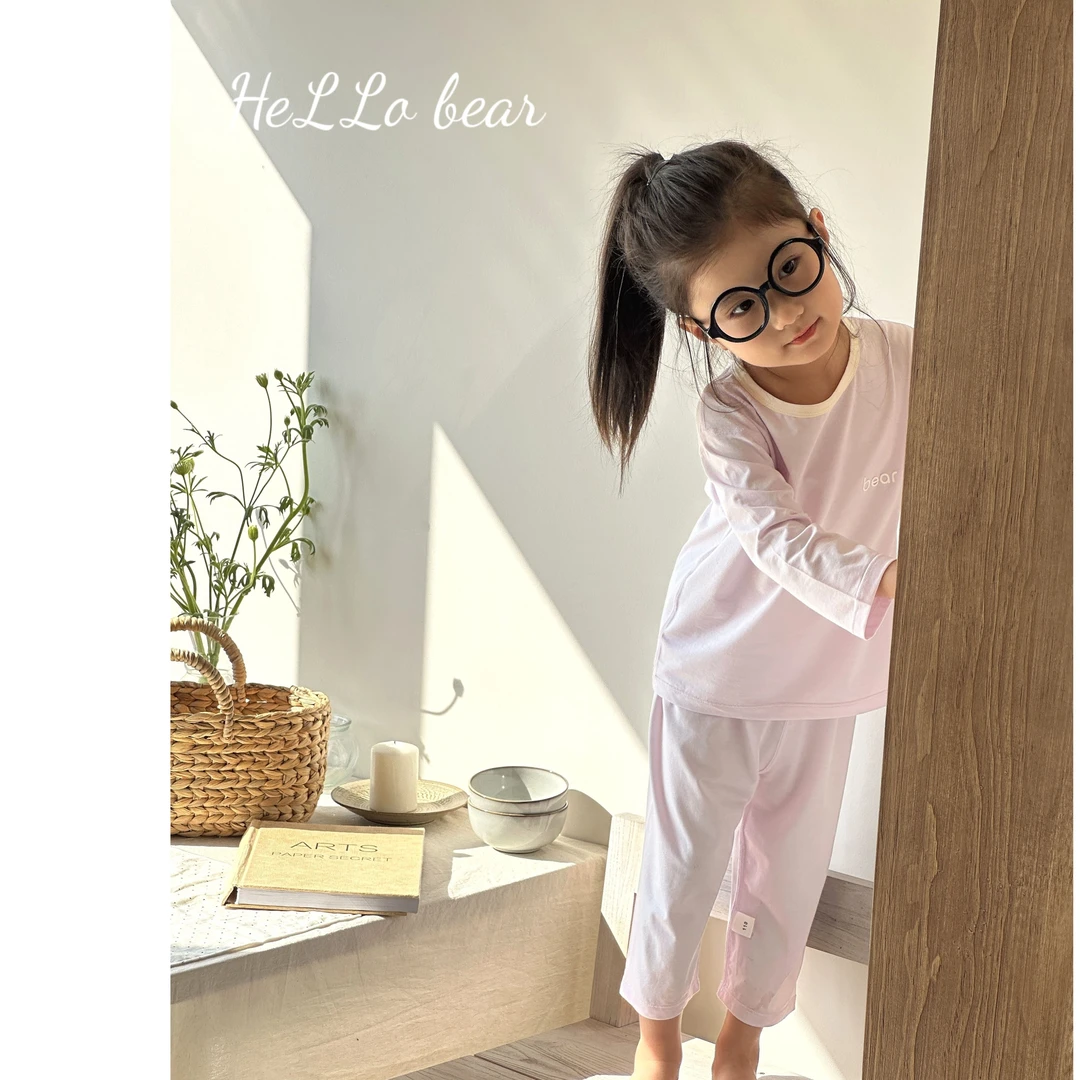 新款云柔糖果柔软舒适男童女童儿童薄款空调服睡衣莫代尔家居服