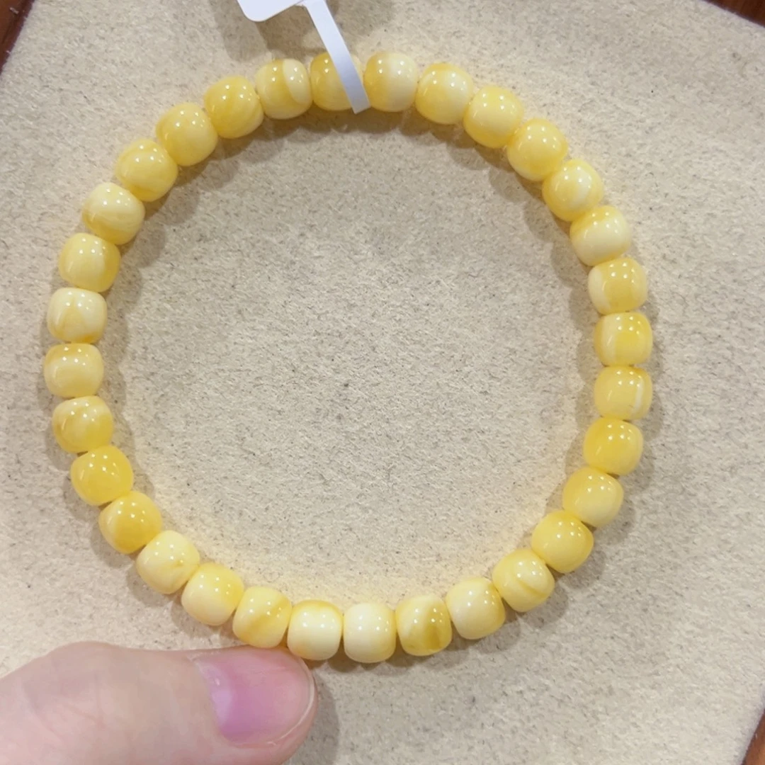 手链蜜蜡未镶嵌6.5m高桩浓蜡金白妖花 新货