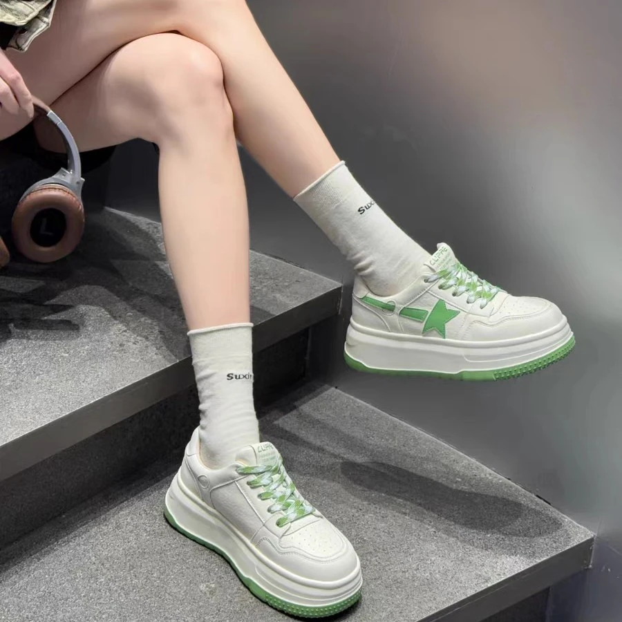 406542775春款百搭2025星星鞋厚底板鞋休闲运动小白鞋