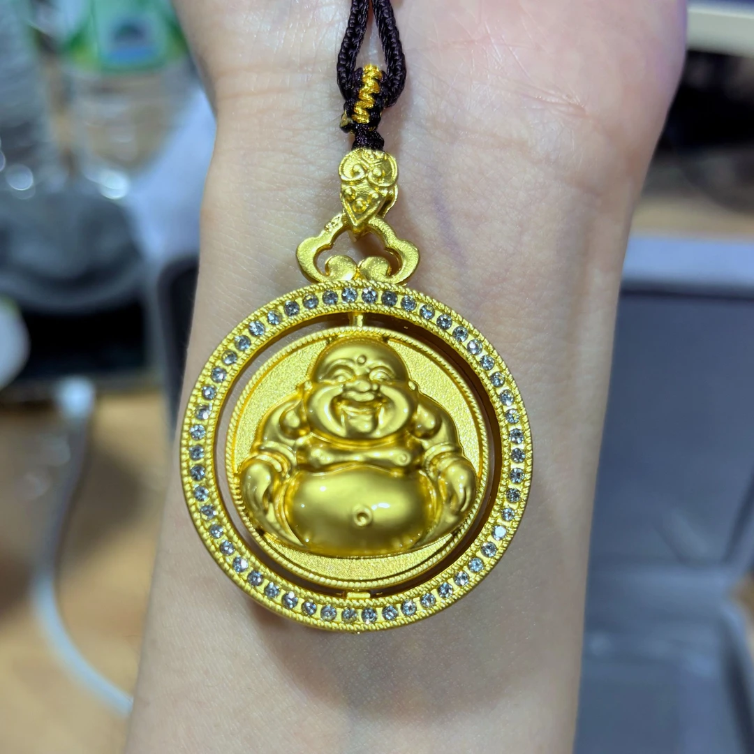 670 大肚佛项链 金色精工