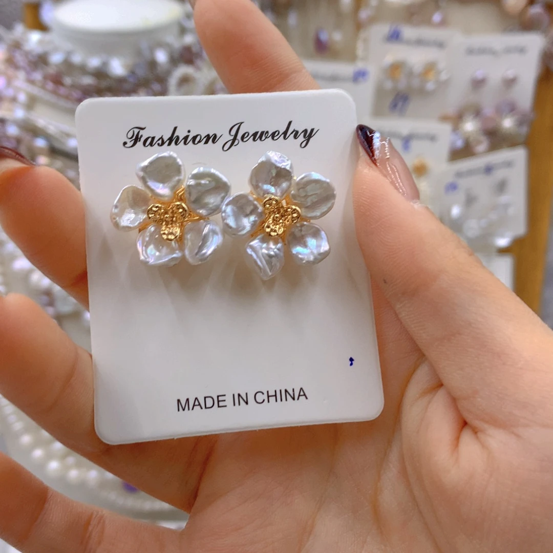 淡水珍珠耳饰银S925镶嵌