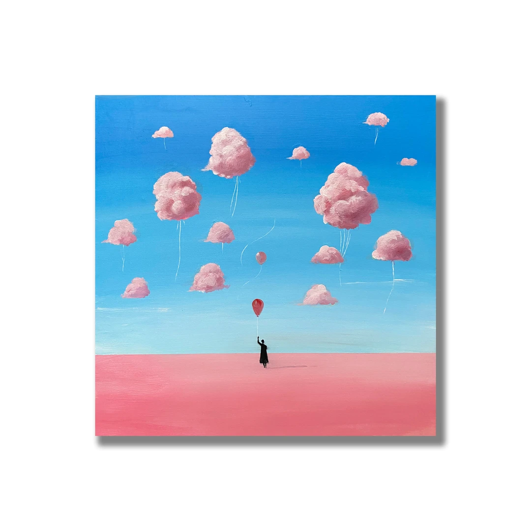 《粉与蓝》60*60  原创丙烯装饰画