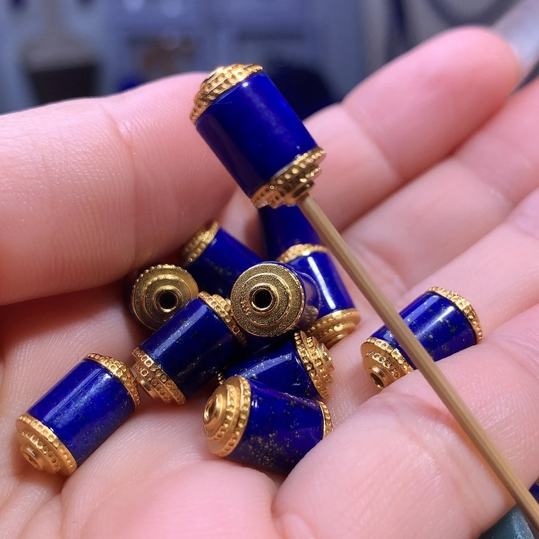 银S925镶嵌青金石隔珠背云