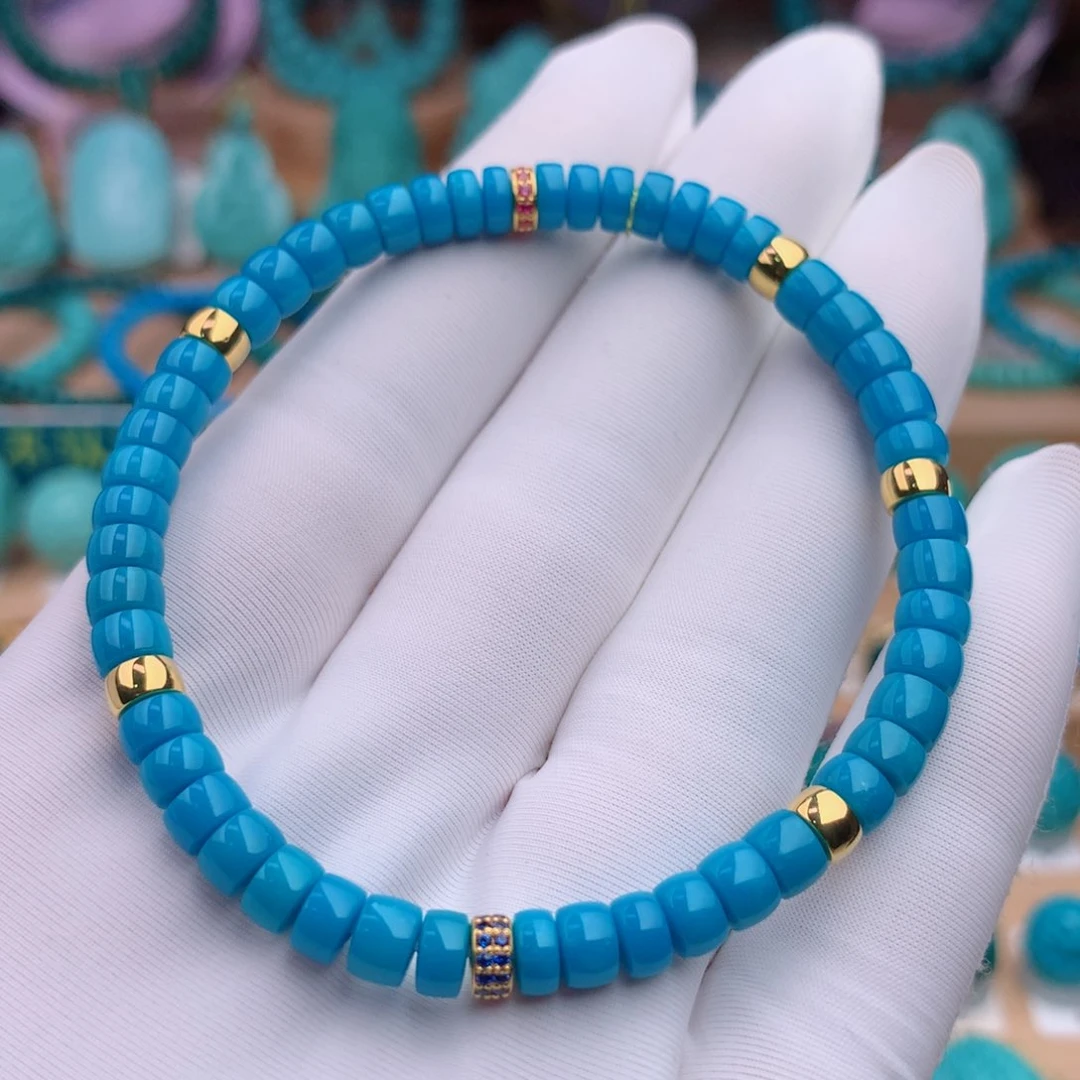18K金镶嵌绿松石珠宝奇石5.3mm