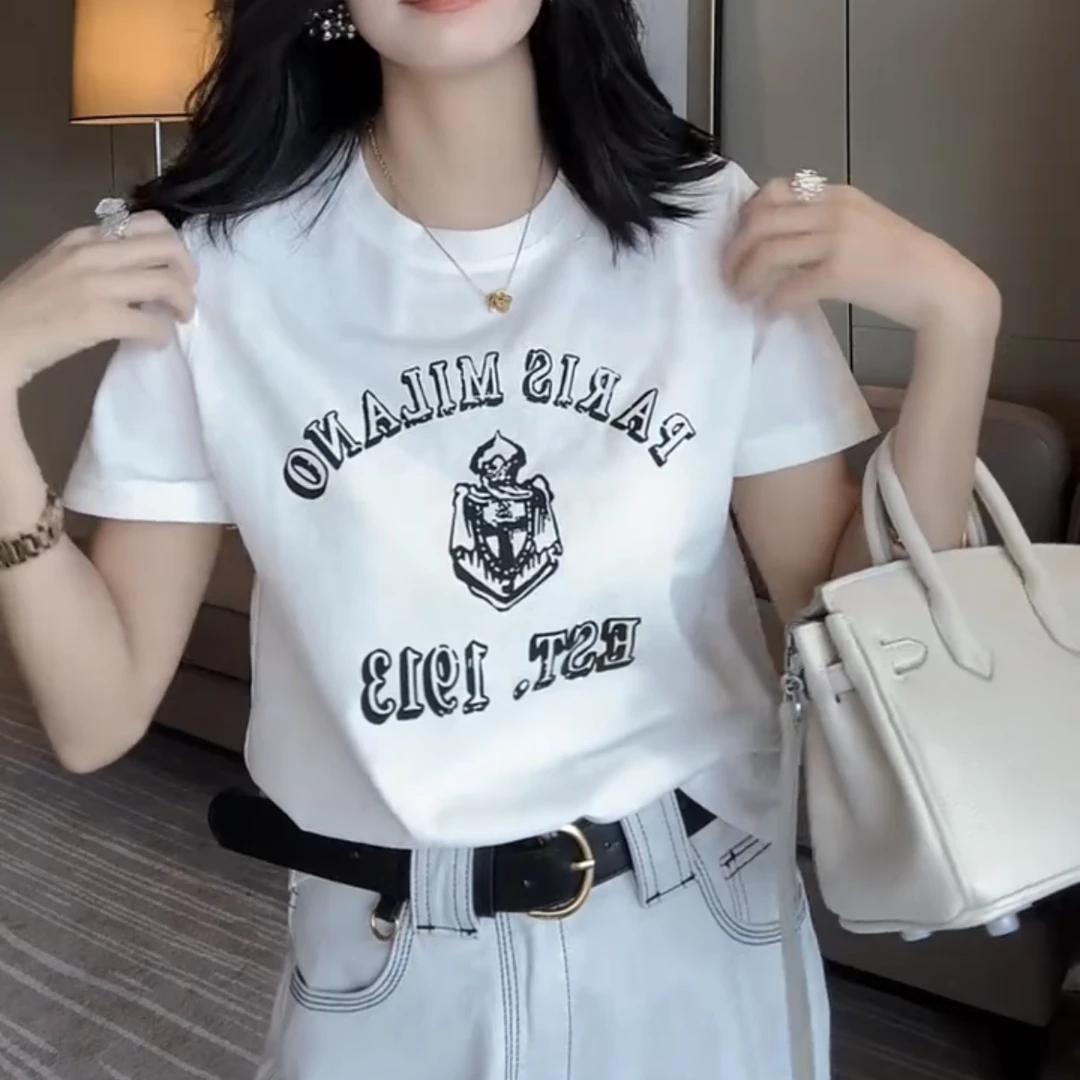新款时尚显瘦夏季百搭印花字母短袖T恤