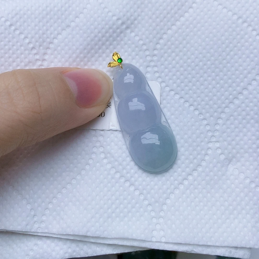 翡翠18K金镶嵌颈饰天然A货翡翠