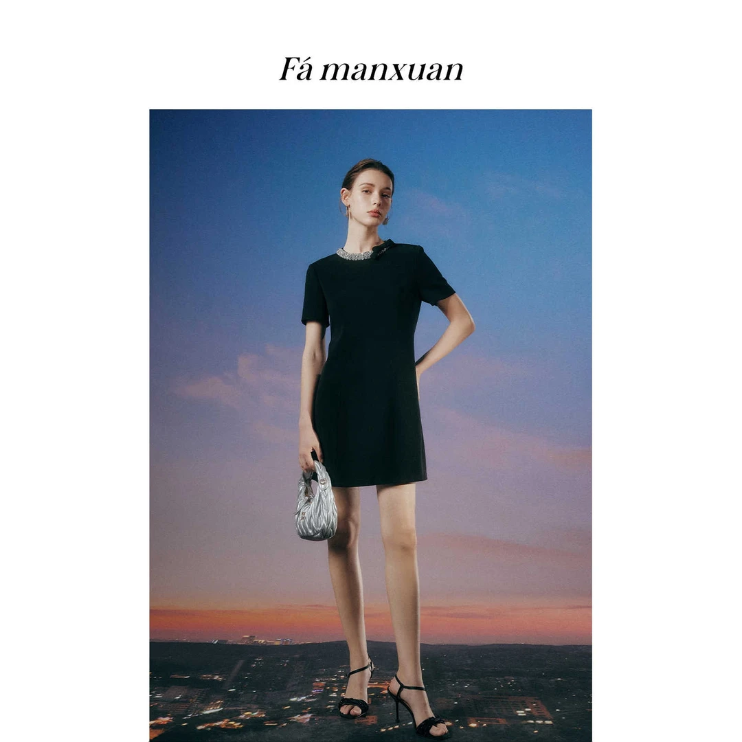 【达人专属】法曼萱优雅连衣裙2025轻奢礼服裙子QZ6194