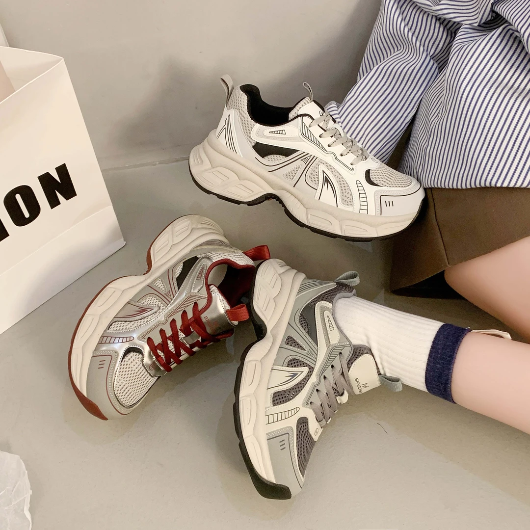 【断码款】厚底老爹鞋女2025年春季新款复古百搭网红时尚休闲鞋